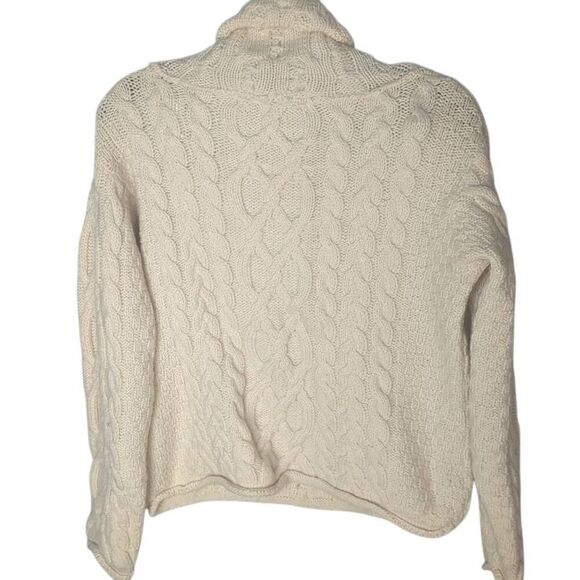 Inis Crafts Beige Cream 100% Merino Wool Cable Knit Sweater M Medium - Picture 2 of 9